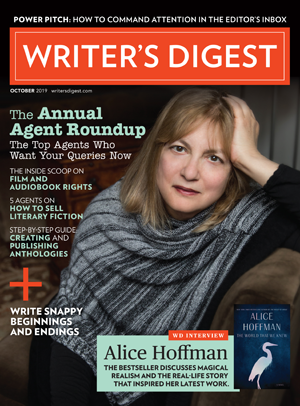 Writer's Digest magazine cover shot of Alice Hoffman.
